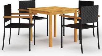 vidaXL 5 Pcs Dining Set Para Black Garden - 207739