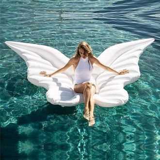 No Brand Flotador Inflable Con Forma De Mariposa - Flotador Grande De Pvc Para Piscina - Colch&oacute;n Inflable Para Piscina Y Uso Acu&aacute;tico - Blanco - 250 X 180 Cm