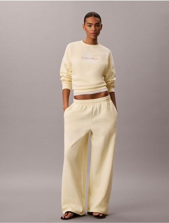 Calvin Klein Jeans Calvin Klein Womens Monologo Fleece Wide Leg Sweatpants - Yellow - L