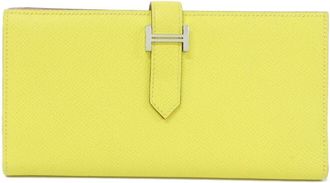 Herm&egrave;s Lime Yellow Epsom Leather Long Wallet (Bi-Fold) (Pre-Owned)
