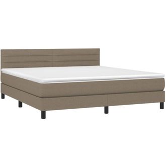 vidaXL Cama Box Spring Colch&oacute;n Y Luces Led Tela Gris Taupe 160x200 Cm Vidaxl