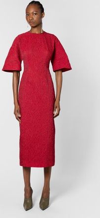 Roksanda Ilincic Falah Cloque Textured Midi Dress in Bennett Red at Nordstrom, Size 2