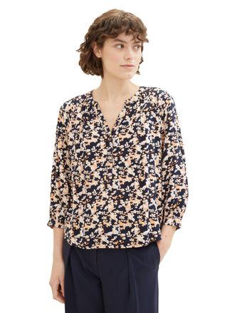 Tom Tailor Druckbluse TOM TAILOR, Damen, Gr. 34, bunt (coral cut floral design), Stoff, Obermaterial: 100% Viskose, gebl&uuml;mt, regular fit normal, Serafino, Blusen