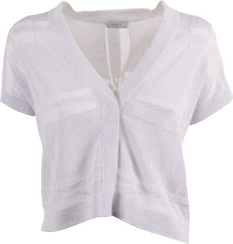 PESERICO Checkered Cropped Boxy Knitted Sweater