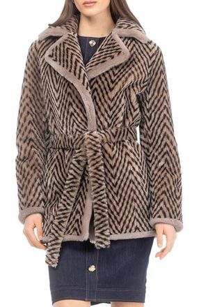 Gorski Chevron Grooved Genuine Shearling Jacket in Taupe/brown at Nordstrom, Size X-Large