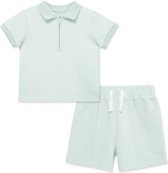 Little Me Kids Organic Cotton Polo & Shorts Set in Green at Nordstrom, Size 2T