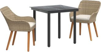 vidaXL Garden Dining Set with Cushion 3 pcs Beige Poly Rattan vidaXL