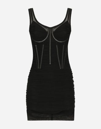 Dolce & Gabbana Short Tulle Dress With Corset Details - Woman Dresses Black 38