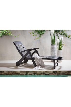 ambia GARDEN Gartenliege, Anthrazit, Kunststoff, 195x101x72 cm, Made in Italy, Räder am Kopfende, klappbar, Rückenlehne verstellbar, Gartenmöbel, Gartenliegen, Son