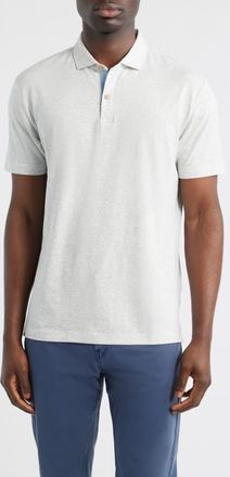 Johnnie-O Thatcher Stripe Cotton Blend Polo in Light Gray at Nordstrom, Size Xx-Large