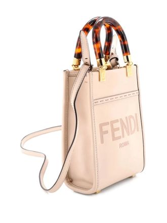 Fendi Sunshine Shopper Tote Leather Mini crossbody bag - women - Calf Leather/Leather - One Size - Neutrals