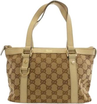 Gucci Pre-owned Handbags, female, Beige, Size: ONE SIZE Pre-owned Vintage GG Canvas Handbag
