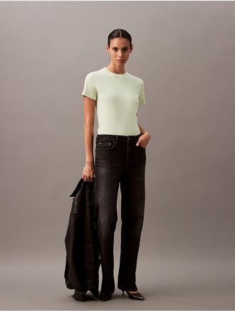 Calvin Klein Womens Cotton Silk Tee - Neutral - XS