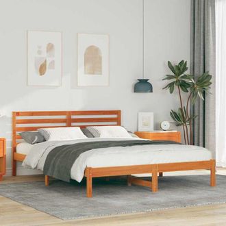 vidaXL Vidaxl - Estructura De Cama Con Cabecera Marr&oacute;n Cera 150 X 200 Cm