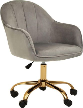 Premier Housewares Brent Grey Velvet And Gold Home Office Chair