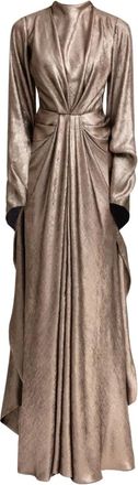 Gemy Maalouf draped long-sleeve maxi dress - women - Fabric - 10 - Gold
