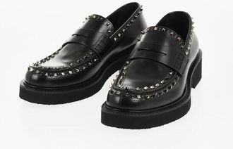 Valentino Leather ROCKSTUD Penny Loafers with Studs size 43,5