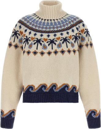Alanui Multicolor Jacquard Turtle Neck Sweater