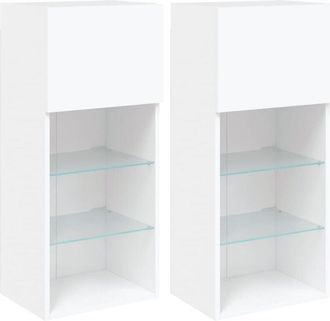 vidaXL Vidaxl - tv Cabinets with led Lights 2 pcs White 40.5x30x90 cm White