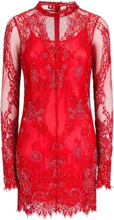 Blumarine Abito Pizzo Ricamato - - Dresses - Donna - Rosso - S