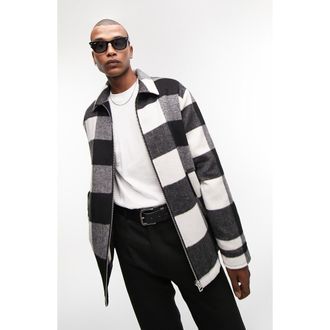 Topman Zip Through Shacket in Black at Nordstrom, Size Medium