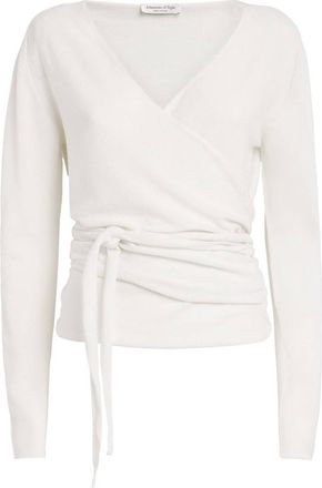 Johnstons of Elgin Johnstons Of Elgin White Cashmere Wrap Cardigan Size S
