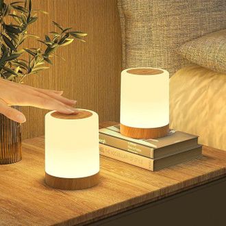 OEM Due Lampade Da Comodino Wireless Con Controllo Touch, 256 Colori Rgb, 3 Modalit&agrave;, Colore Marrone, Adatte Per Camere Da Letto E Soggiorni, Lampade Da T