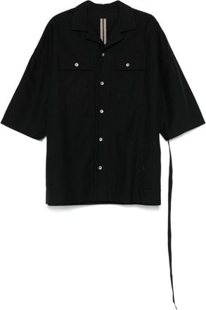 Rick Owens Relaxed Fit Black Shirt With Logo-Print Strap