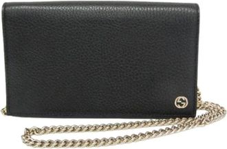 Gucci Pre-owned Cross Body Bags, female, Black, Size: ONE SIZE Pre-owned Interlocking G 466506 Chain/Shoulder wallet