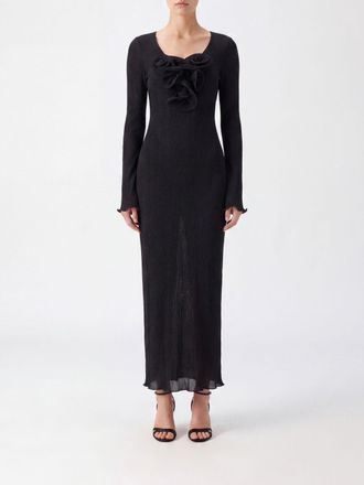Magda Butrym Pleated Slim Fit Midi Dress with Flower Appliqu&eacute;