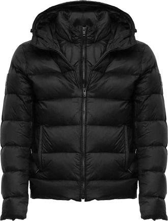 Fay Black Cropped Hooded Quilted Puffer Jacket