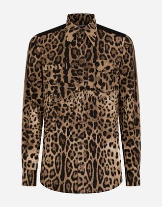 Dolce & Gabbana Leopard-print Cotton Shirt With Multiple Pockets - Man Shirts Animal Print 40