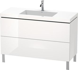 Duravit Lavamanos Para Muebles Duravit L-cube Con Base De Pie, 120x48 Cm, 2 Extra&iacute;bles, Sin Rebosadero, 3 Agujeros Para Grifos, Color: Roble Oscuro Cepillado 
