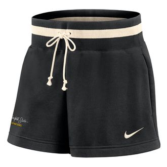 Nike Womens Phoenix Fleece College (Norfolk State University) Mid-Rise 4 Shorts in Black | ZW73575NSUN25-BLK