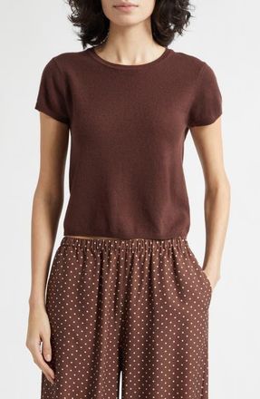 Poss&eacute; Freddie Knit Merino Wool & Cashmere T-Shirt in Chocolate at Nordstrom, Size Xx-Small