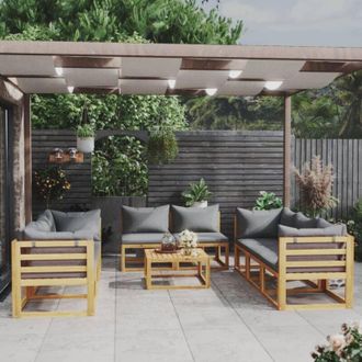vidaXL Vidaxl - Set Divani da Giardino 9 pz con Cuscini in Massello di Acacia