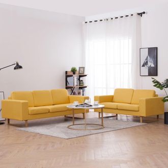 vidaXL Juego De Sof&aacute;s 2 Piezas De Tela Amarillo