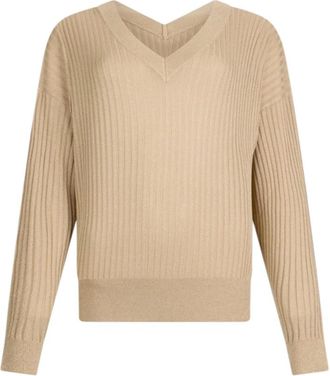 Liu Jo V-hals Truien - Dames - V-hals truien - Beige - XS - Polyester - Truien & Vesten