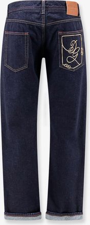 Dolce & Gabbana Mens Jeans With Logo Embroidery, Blue Cotton
