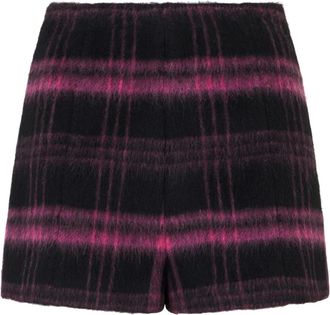 Red Valentino Zwarte korte broek met een ruitpatroon en hoge taille. - Dames - Bermuda - Zwart - 2XS - Wol - Korte Broeken