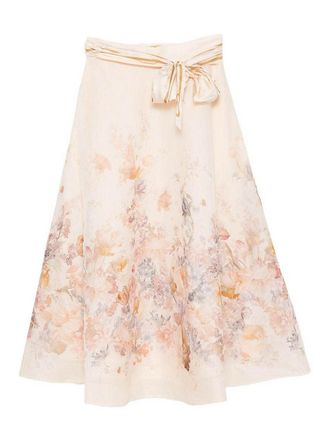 Zimmermann Ascent Linen And Silk Midi Skirt