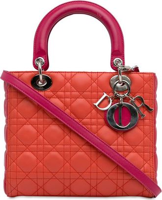 Dior Pre-owned Dior Medium Bicolor Lambskin Cannage Lady Dior 15-bo-0133