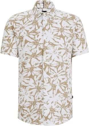 HUGO BOSS Mens Collared Neck Shirt Collar Short Sleeve in White - Size X-Large