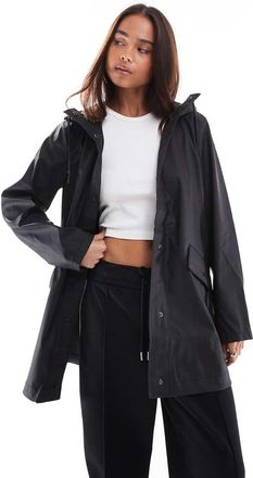Only hooded raincoat in black