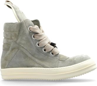 Rick Owens Schoenen, Heren, Grijs, 42 1/2 EU, Leer, Jumbolace Geobasket High-top Sneakers