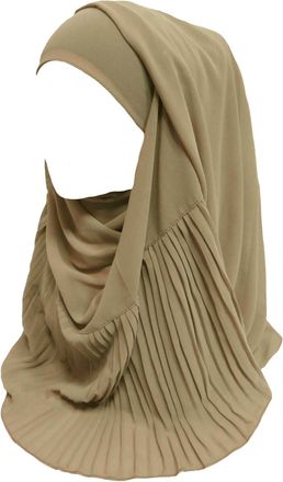 Lina & Lily Pleated Chiffon Muslim Hijab Head Scarf (Khaki)