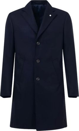 L.B.M. 1911 Navy Blue wollen jas bruin interieur - Heren - Mantel - Blauw - 2XL - Wol - Jassen