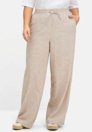 Sheego Webhose SHEEGO, Damen, Gr. 44, Normalgr&ouml;ssen, beige, 70% Viskose, 30% Leinen, unifarben, Hosen Webhose