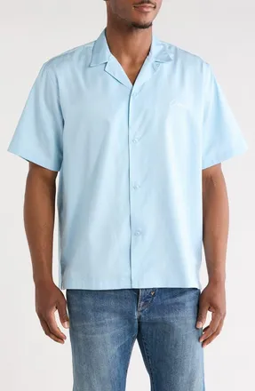 Carhartt Work in Progress Delray Cotton & Lyocell Camp Shirt in Icaria/white at Nordstrom, Size Xx-Large