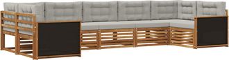 vidaXL Conjunto De Sof&aacute;s De Exterior 7 Uds. Natural Y Gris Claro Vidaxl